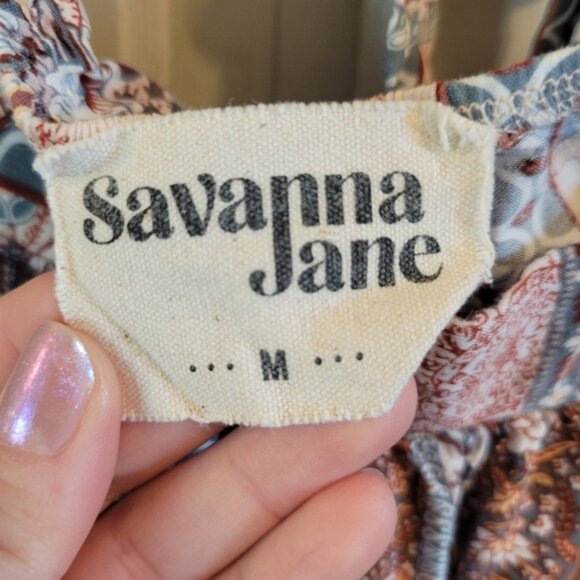 Savanna Jane Floral Patchwork Boho Peasant Style Blouse - Picture 3 of 3